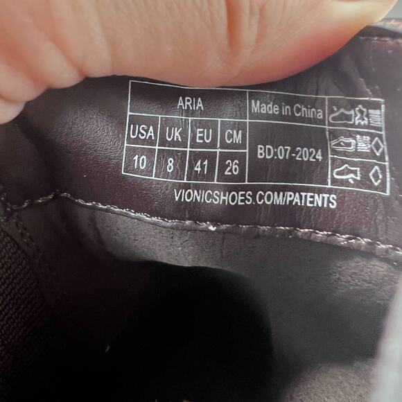 Vionic Aria Waterproof Leather Wedge Ankle Booties Brown Women's 10M NWB - Picture 9 of 10